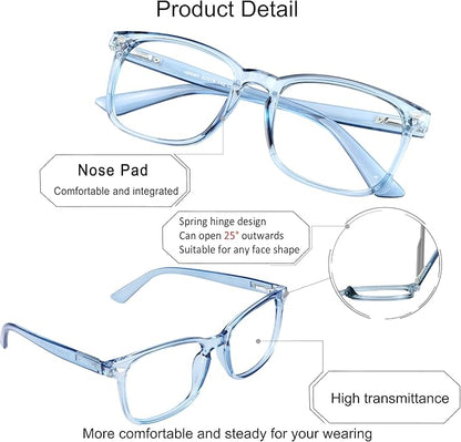 YEIN Progressive Multifocus Reading Glasses, Spring Hinge Blue Light Blocking Glasses for Women Men, No Line Multifocal Readers with Clear Lenses (+0.00/+1.25 magnification)