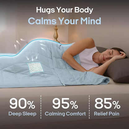 ZonLi Weighted Blanket for Adults(60"x80",15lbs, Light Blue) Queen Size High Breathability Cooling Heavy Blanket, Soft Material with Premium Glass Beads,All-Season.