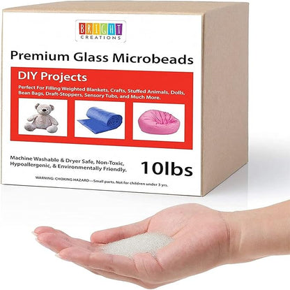 Bright Creations Weighted Glass Beads - Weighted Beads for Stuffed Animals & Plushies - Glass Microbead Filler for Crafts & Doll Weighting - Blanket & Pillow Filler - 10 lb, Clear