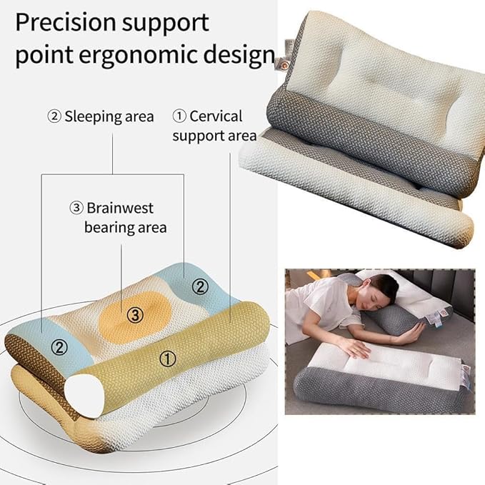 Proease Pillows for Sleep Apnea, Proease Orthopedic Deep Sleep Pilloow, Pro Ease Sleep Apnea Pillow, Ergonomic Pillow for Neck and Shoulder, Proease Piillow for Side, Back, Stomach Sleepers (Grey)