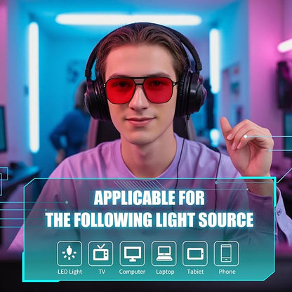 FEISEDY Sleep Blue Light Glasses for Woman Men 99.9% Computer Gaming Red Lens Eyeglasses Reduce Eyestrain G2835