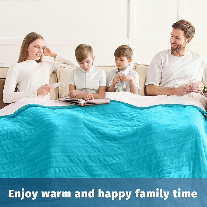 Heated Electric Blanket King Size - 90" x 100" Heating Blanket with Dual Control, 10 Heating Levels & 8 Hours Auto Off, Soft Warm Flannel Blanket, Christmas Birthday Gifts for Senior Grandma