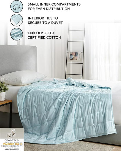 YnM Weighted Blanket,Heavy 100 Percent Oeko-Tex Certified Cotton Material, Bed Blanket for One Person of 190lbs, Ideal for Queen/King Bed (60x80 Inches, 20 Pounds, Light Blue)