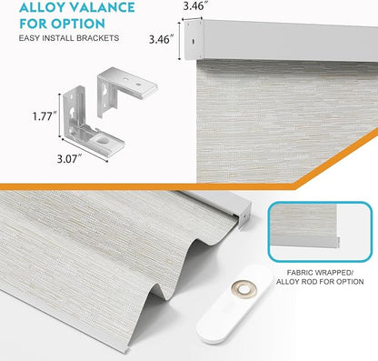 Motorized Blinds with Remote, Smart Blind Roller Shades Compatible with Alexa, Durable Rechargeable Battery Solar Power Electric Window Blinds Customized Size (Jacquard Beige)