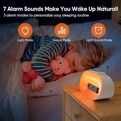 Sunrise Alarm Clock White Noise Machine with 30 Soothing Sounds for Sleep - Natural Wake Up Light - Dimmable Night Light Clock with 2 Alarms & Sleep Timer - Sound Machine for BabyKids Adults Bedroom