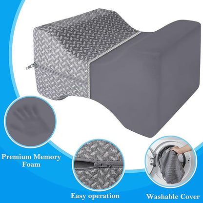 BlissTrends Memory Foam Knee Pillow, Knee Pillow for Side Sleepers, Leg Pillows for Sleeping Blood Circulation, Elevation Pillow for Spine Aligning, Sciatica, Hip, Knee, Ankle Pain, Grey, X-Large