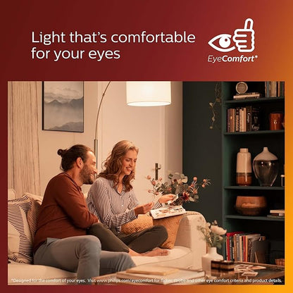 Philips LED Vintage Flicker-Free Amber Spiral A19, Dimmable, Eyecomfort Technology, 400 Lumen, Amber Light(2000K), 6.5W:60W, Title 20 Certified, E26 Base, 2-Pack (565796)