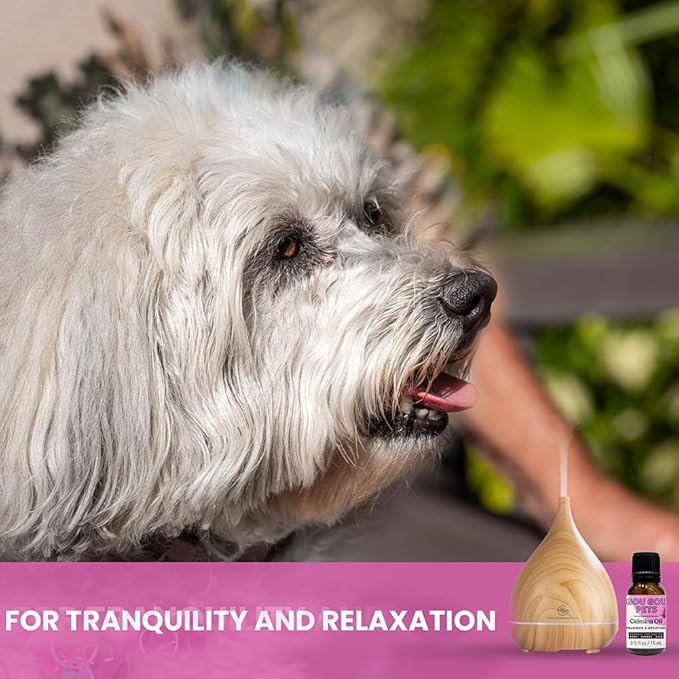 Holistic Natural Derived Calming Pet Essential Oil Blend & Diffuser Set for Anxiety: Relax Your Pet with Natural and Clean Ingredients While Providing Stress Relief - Made in USA – 15mL