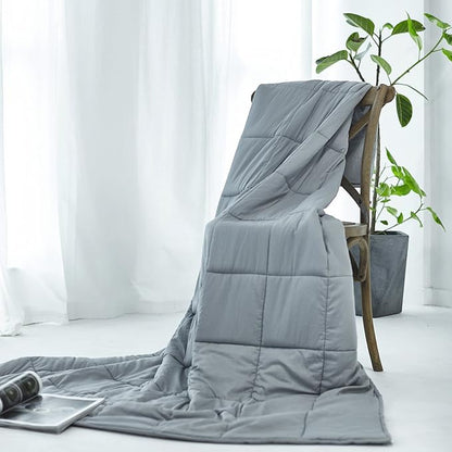 RelaxBlanket Cotton Weighted Blanket 100% Cotton with Premium Glass Beads for All-Season 60''x80'' 15lbs,Light Grey