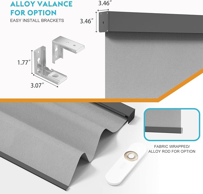 Motorized Blinds with Remote, Smart Blind Roller Shades Compatible with Alexa, Durable Rechargeable Battery Solar Power Electric Window Blinds Motorized Shades Customized Size (Pure Grey)