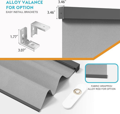 Motorized Blinds with Remote, Smart Blind Roller Shades Compatible with Alexa, Durable Rechargeable Battery Solar Power Electric Window Blinds Motorized Shades Customized Size (Pure Grey)