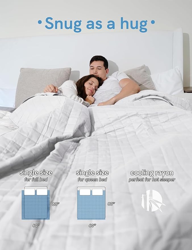 YnM King Size Cooling Weighted Blanket for Adults (88x104 Inches, 30Pounds, White), Perfect for Hot Sleepers with Cooling Rayon/Glass Beads, Heavy Bed Blanket for Couple on Queen or King Bed