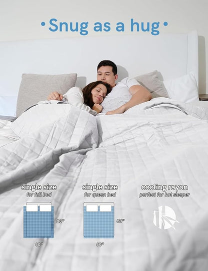 YnM King Size Cooling Weighted Blanket for Adults (88x104 Inches, 30Pounds, White), Perfect for Hot Sleepers with Cooling Rayon/Glass Beads, Heavy Bed Blanket for Couple on Queen or King Bed