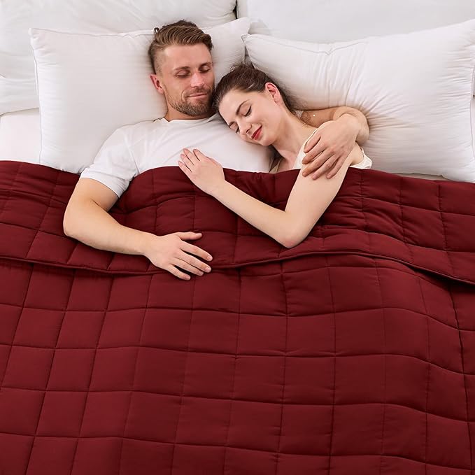 yescool Weighted Blanket for Adults (30 lbs, 88” x 104”, Red) Cooling Heavy Blanket for Sleeping Perfect for 290-310 lbs, King Size Breathable Blanket with Premium Glass Bead