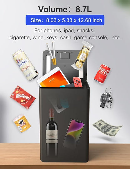 Metal Timed Lock Box with Emergency Unlocking, Phone Locked Box with Timer, Locking Container, Audio Prompt, Self-Control Safe Locker for Cellphone/iPad Mini/Medicine (Large)