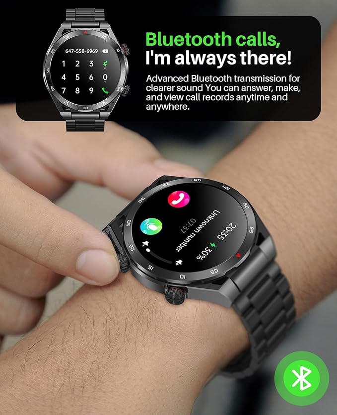 EarlySincere Smart Watch with Bluetooth Call,1.39" Smartwatches for Men Women, Fitness Watch with Blood Oxygen/HR/Sleep, IP67 Waterproof for Android iOS Black