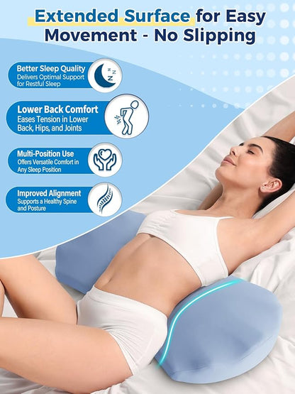 Lumbar Support Pillow for Sleeping – Memory Foam Lower Back Pillow for Bed for Back Pain Relief - Ergonomic Support for Side&Back Sleepers-Rest Pillow for Car, Futon Sofa Bed with Washable Cover