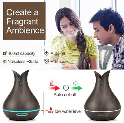 Smart WiFi Essential Oil Diffuser App Control Air Humidifier (Dark Wood UK)