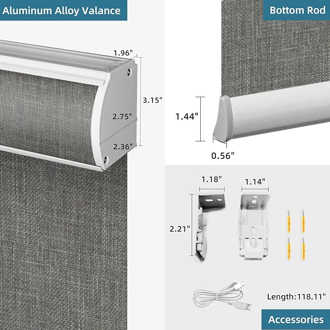 SmartWings Motorized Blinds Shades for Windows Remote Control Smart Blind Shade Work with Apple Homekit Z-Wave Alexa Automatic Roller Shade Blackout Electric Blind Customized 16"-110" W (Vigor Dove)