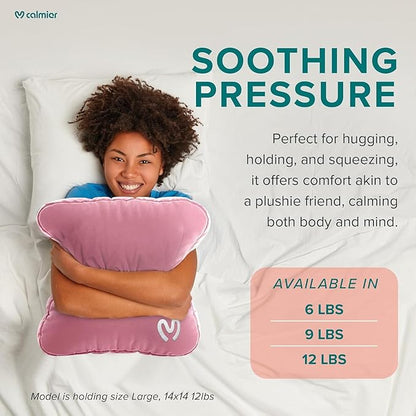 Calmier - 9 lb Sensory Weighted Pillow - Glass Bead Filled Hug Pillow - Ultra Plush Cozy Weight Sensory Pillows for Adults and Kids - Weighted Lap Pad (Pink - Minky, 9 LBS)