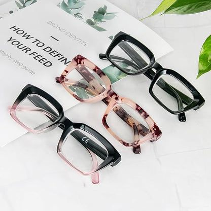 DXYXYO Reading Glasses for Women Blue Light Blocking Oversized Fashion Oprah Style Square Computer Readers, 1.0 Magnification 3 Pack