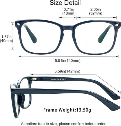 YEIN Progressive Multifocus Reading Glasses, Spring Hinge Blue Light Blocking Glasses for Women Men, No Line Multifocal Readers with Clear Lenses (+0.50/+2.75 magnification)