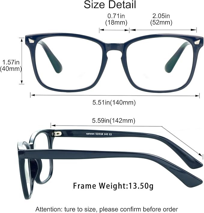YEIN Progressive Multifocus Reading Glasses, Spring Hinge Blue Light Blocking Glasses for Women Men, No Line Multifocal Readers with Clear Lenses (+0.75/+3.25 magnification)