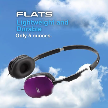 JVC Flats On-Ear Wired Headphones - Flat Foldable Design - 30mm Driver for Powerful Sound - Soft Ear-Pads for Comfort – Steel Headband - Lightweight & Portable - PC/Laptop/Gaming - 3.5mm Slim Plug