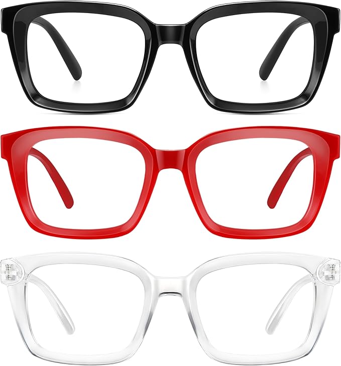 XVXV Reading Glasses for Women Men - Blue Light Blocking Readers Oversize Oprah Square Anti Glare/Eyestrain Spring Hinge