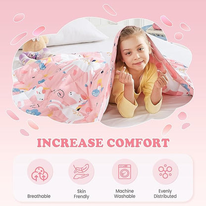 HOSUKKO Weighted Blanket - 3 lbs Pink Unicorn Heavy Blanket - Breathable Blanket(36 * 48 inches, 3 lbs)