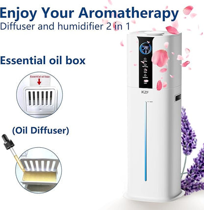 9L Smart Humidifiers for Bedroom Large Room, 2.3Gal Cool Mist Top Fill Diffuser App & Remote Control, 3 Mist Modes, Quiet Humidifier for Home Office Plant (APP White)