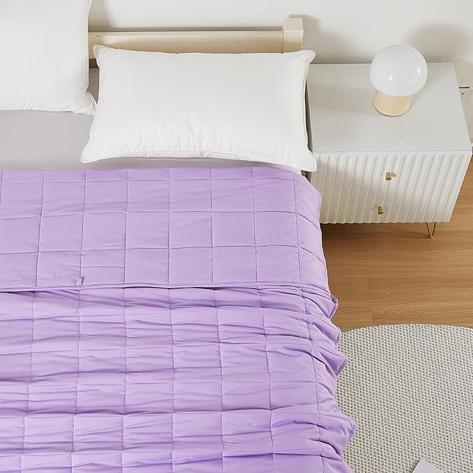 MOTRIP Weighted Blanket for Adults Queen Size 15 lbs, Cooling Blanket for Hot Sleepers, Machine Washable Soft Bed Blanket with Premium Glass Beads, 60''x80'' 15 Pounds Purple