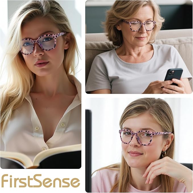 Reading Glasses for Men Women Blue Light Blocking with Spring Hinge, Blocking Readers Anti UV Ray Filter Eyeglasses, Square Computer Reader Glasses, Pink Tortoiseshell, +1.5