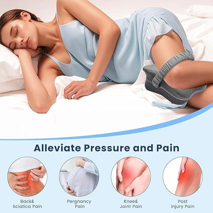 Knee Pillow for Side Sleepers, Long 13.8" Knee Leg Pillow for Side Sleeping, Memory Foam Smooth Spine Alignment Pillow, Sciatica Pain Relief Pillow with Ergonomic Design- Large, Gray (Butterfly)