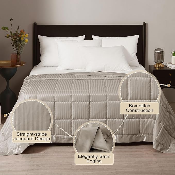 downluxe Weighted Blanket Queen Size, 15 lb Weighted Blanket with Glass Beads for All Season, Machine Washable Heavy Blanket (Sand, 90 X 90 Inch)