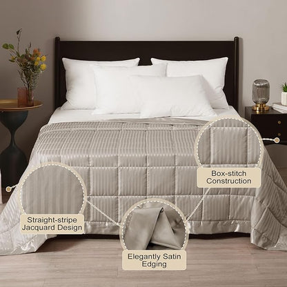 downluxe Weighted Blanket Queen Size, 15 lb Weighted Blanket with Glass Beads for All Season, Machine Washable Heavy Blanket (Sand, 90 X 90 Inch)