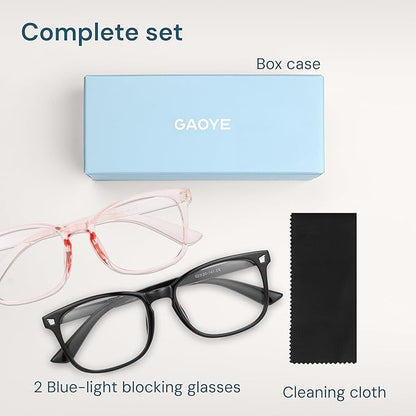Blue Light Blocking Glasses - Fashion Square Eyeglasses, Anti UV Ray Computer Gaming Glasses Blue Blockers for Women/Men