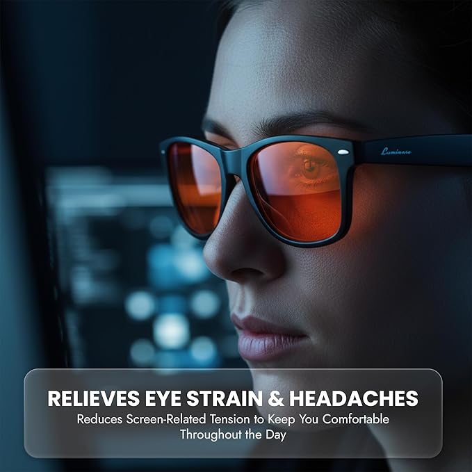 Luminere 99.9% Blue Light Blocking Glasses Anti Blue Light Men & Women, Eye Strain Relief Sleep