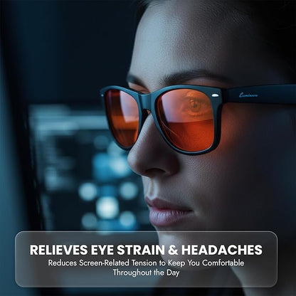 Luminere 99.9% Blue Light Blocking Glasses Anti Blue Light Men & Women, Eye Strain Relief Sleep