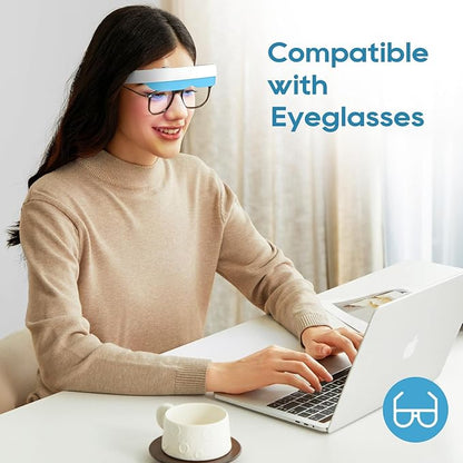 Light Therapy Glasses, Glasses Therapy Lamp Portable Daylight Lamp Natural Relief for Sleep Problems, Mood Disorders and Jet lag, Light Therapy Lamp Glasses Adjustable Brightness and Timer
