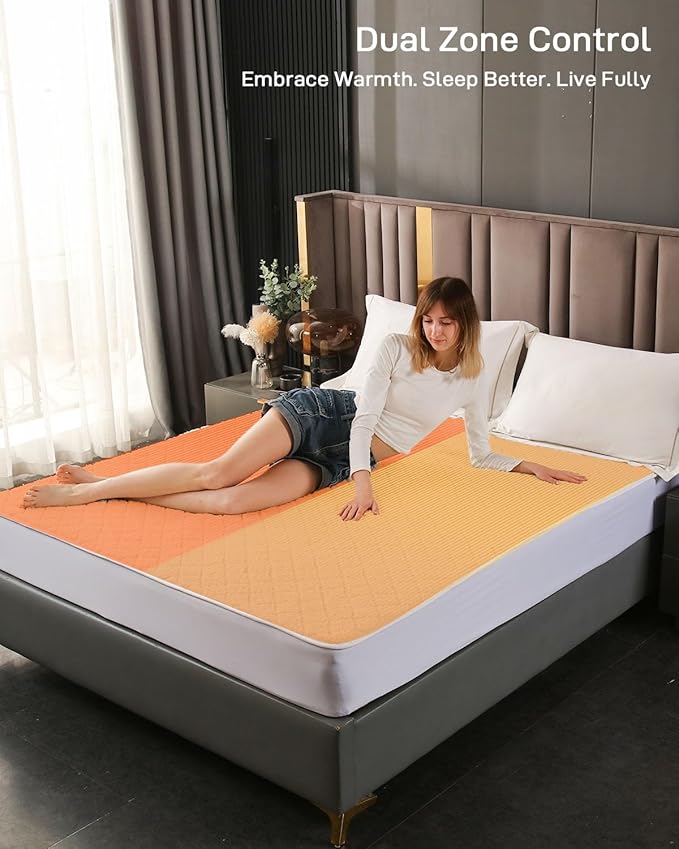 Heated Mattress Pad King Size - Electric Mattress Pad with Dual Control, Soft Blanket, Bed Warmer Heater Sheets, 8 Heating Settings,1/2/10 Hours Auto Shut Off, 78" x 80" Ellipse White