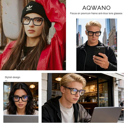 AQWANO Stylish Oversized Reading Glasses for Women Fashion Designer Readers Blue Light Square Computer Glasses