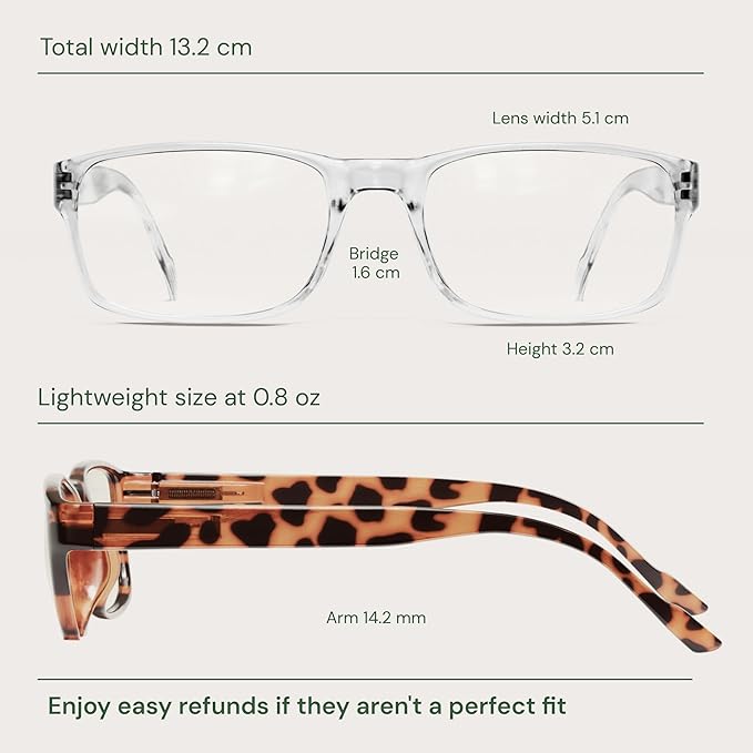 Gaoye 3.0 2-Pack of Reading Glasses - Blue-Light Filter, UV Protection - Readers with Rectangle Frames