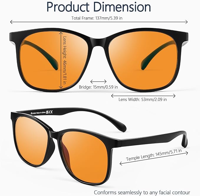 Sleep Blue Light Blocking Glasses for Men and Women, Computer Gaming Glasses Anti Eyestrain & UV Glare