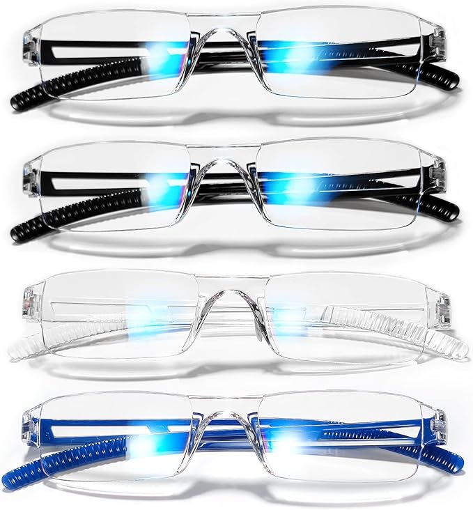 4 Pairs Reading Glasses Blue Light Blocking Glasses Computer Reading Glasses for Men Stylish Rectangle Men Eyewear Frame (+1.50 Magnification 4 Colors)