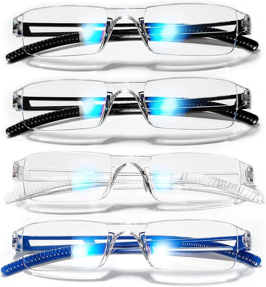 4 Pairs Reading Glasses Blue Light Blocking Glasses Computer Reading Glasses for Men Stylish Rectangle Men Eyewear Frame (+1.50 Magnification 4 Colors)