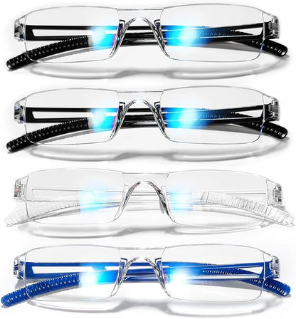 4 Pairs Reading Glasses Blue Light Blocking Glasses Computer Reading Glasses for Men Fashion Rectangle Eyewear Frame (4 Colors +2.00 Magnification)