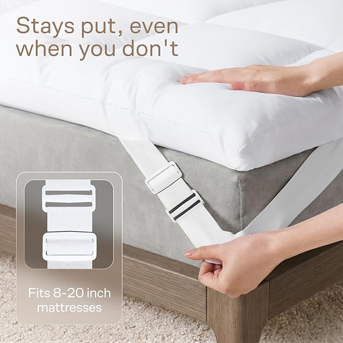 Ultra Soft Twin XL Mattress Topper - Cloud-Like Mattress Pad for Back Pain Relief - Breathable Cooling Material for Hot Sleepers, White