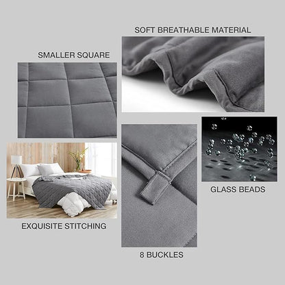 BB BLINBLIN Cooling Weighted Blanket Heavy Blanket, Calm and Sleep, Premium Soft and Comfortable Material and Glass Beads (Dark Grey, 60''x80'' 12lbs), Suit for Adult(~110lb) Use on Queen/King Bed…