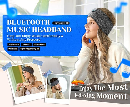 Perytong Sleeping Headphones Bluetooth Headband, Soft Long Time Play Sleeping Headsets with Built in Speakers Perfect for Workout,Running,Yoga,Travel, Darkgray